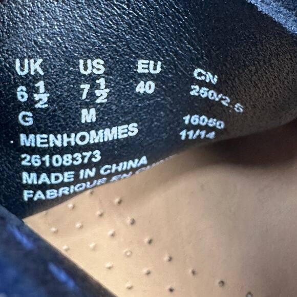 Clarks Wallabee Boots Men’s US 7.5 Navy Blue Suede Denim Trim Chukka Lace Shoes - Picture 7 of 9